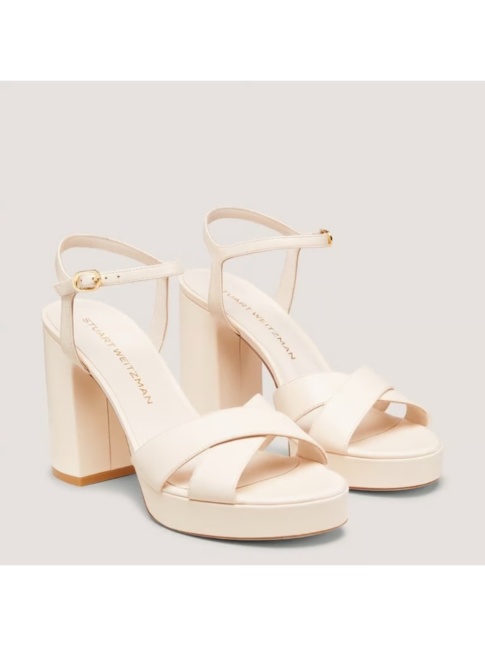 New Stuart Weitzman Dayna Platform Sandal White Leather Sz 9